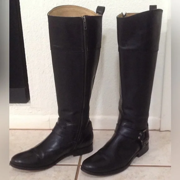 **SALE** Frye Philip Harness Black Tall Inside Zip Boots - Picture 3 of 11